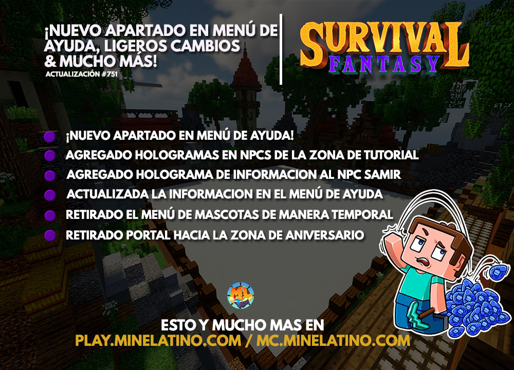 SURVIVAL FANTASY #144 | ¡Nuevo apartado en menú de ayuda, ligeros cambios & mucho más!