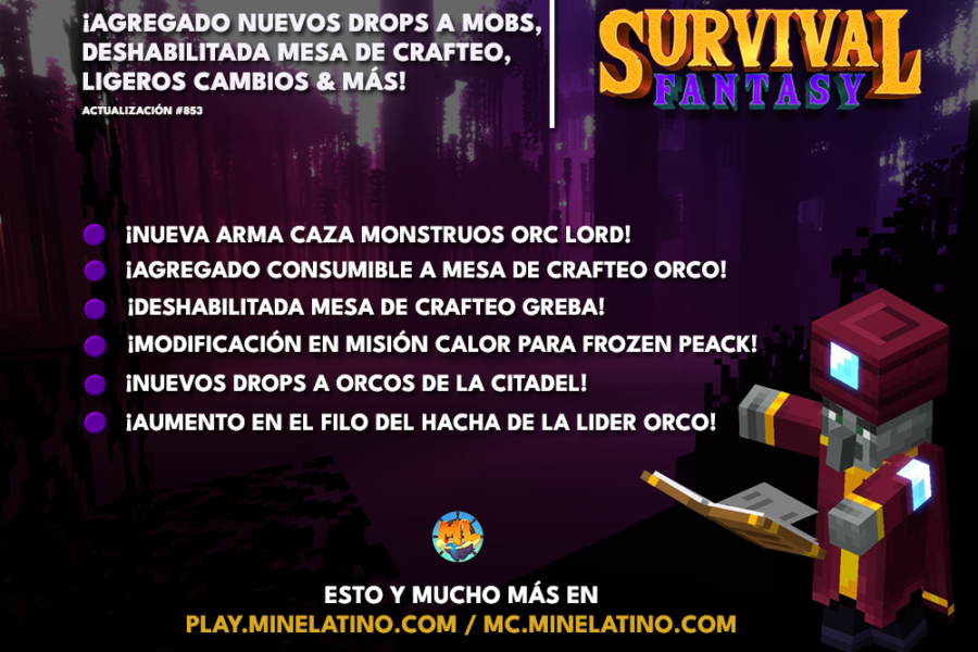 #853 | ¡Agregado nuevos drops a mobs, deshabilitada mesa de crafteo, ligeros cambios & más!