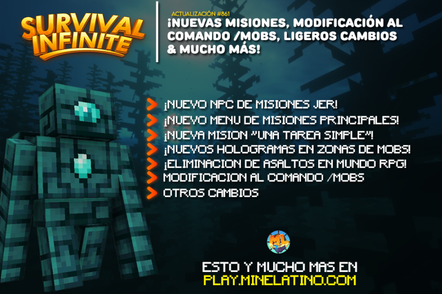 #861 | ¡Nuevas misiones, modificación al comando /mobs, ligeros cambios & mucho más!