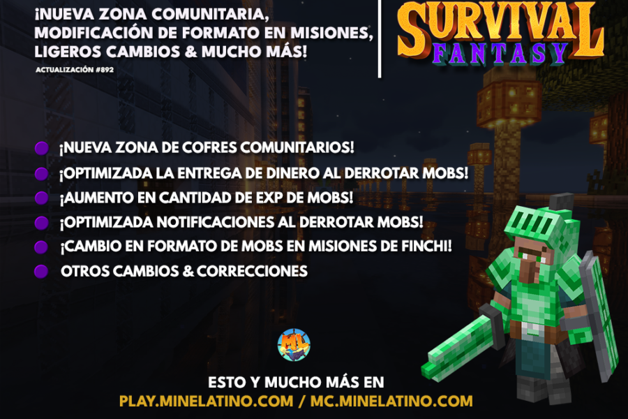 #892 | ¡Nueva zona comunitaria, modificación de formato en misiones, ligeros cambios & mucho más!