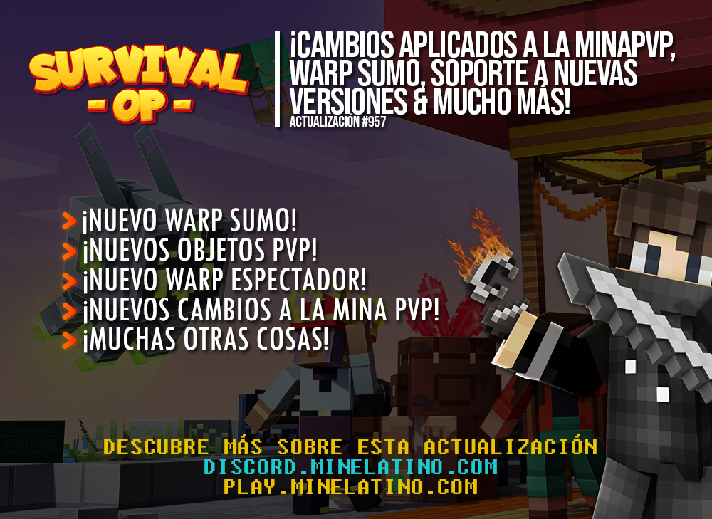 #957 | ¡Cambios aplicados a la MinaPvP, warp Sumo, soporte a nuevas versiones & mucho más!