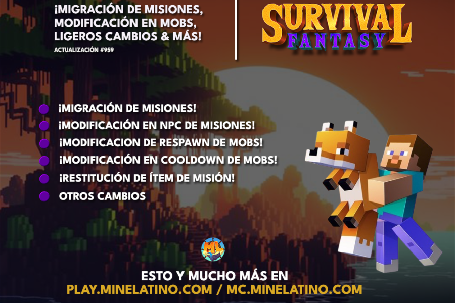 #959 | ¡Migración de misiones, modificación en mobs, ligeros cambios & más!
