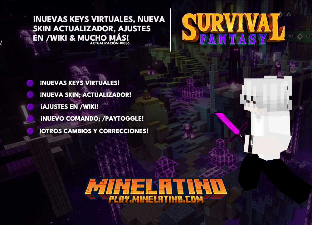 1036 | ¡Nuevas keys virtuales, nueva skin actualizador, ajustes en /wiki & mucho más!