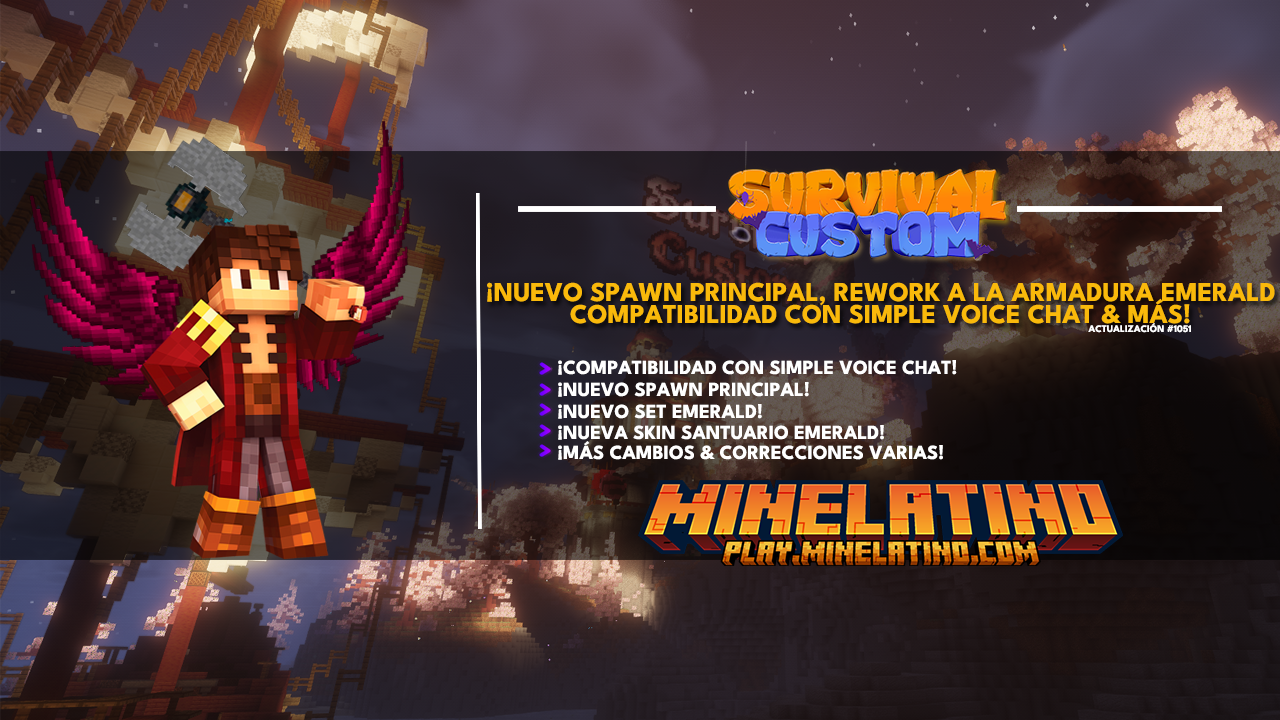 #1051 | ¡Nuevo spawn principal, rework a la armadura emerald, compatibilidad con Simple Voice Chat & más!