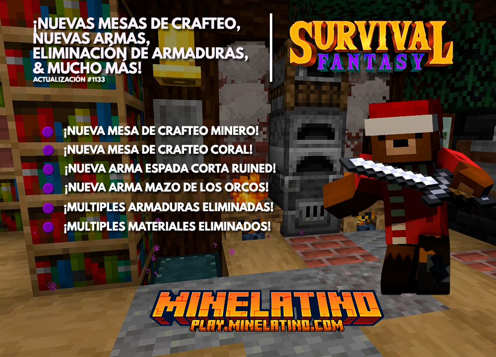 1133 | ¡Nuevas mesas de crafteo, nuevas armas, eliminación de armaduras y mucho más!