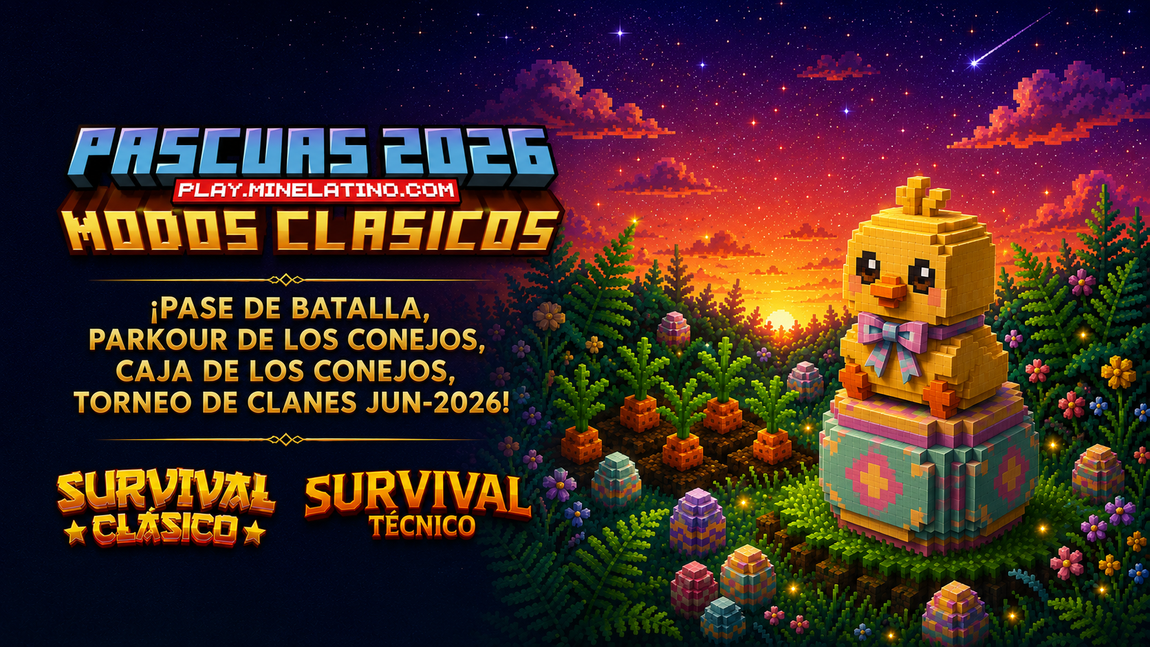 EVENTO PASCUAS 2026 | ¡Pase de Batalla, Parkour de los Conejos, Caja de los Conejos & Torneo de Clanes JUN-2026! (S-CLO / S-TCO)