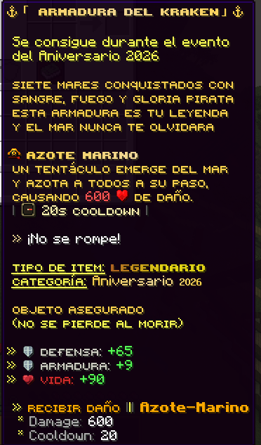 Estadísticas de la Armadura Kraken