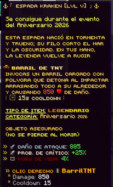 Estadísticas de la Espada Kraken